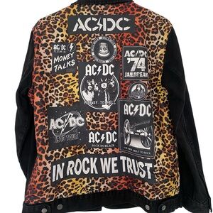 AC/DC Black Jean Jacket with Leopard Details